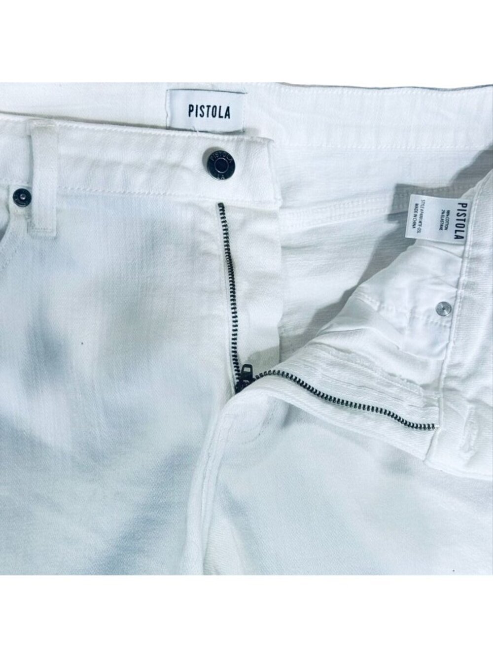 PISTOLA Women's Shorts White Cotton Denim Jean Frayed Edge Hem Stretch Size 32 - Picture 11 of 15